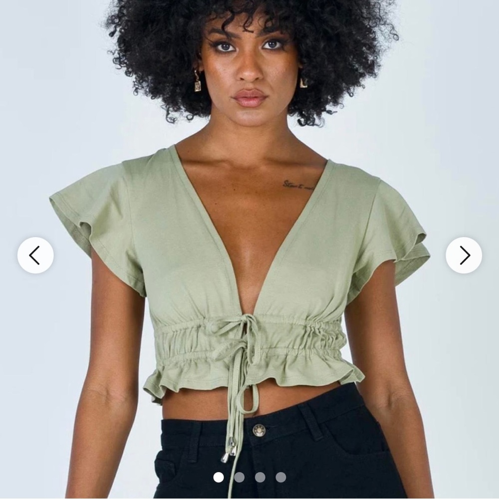 Princess Polly Front Tie Cropped Blouse